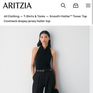 Aritzia Wilfred Smooth Matter Tower Top Cowlneck drapery jersey halter top